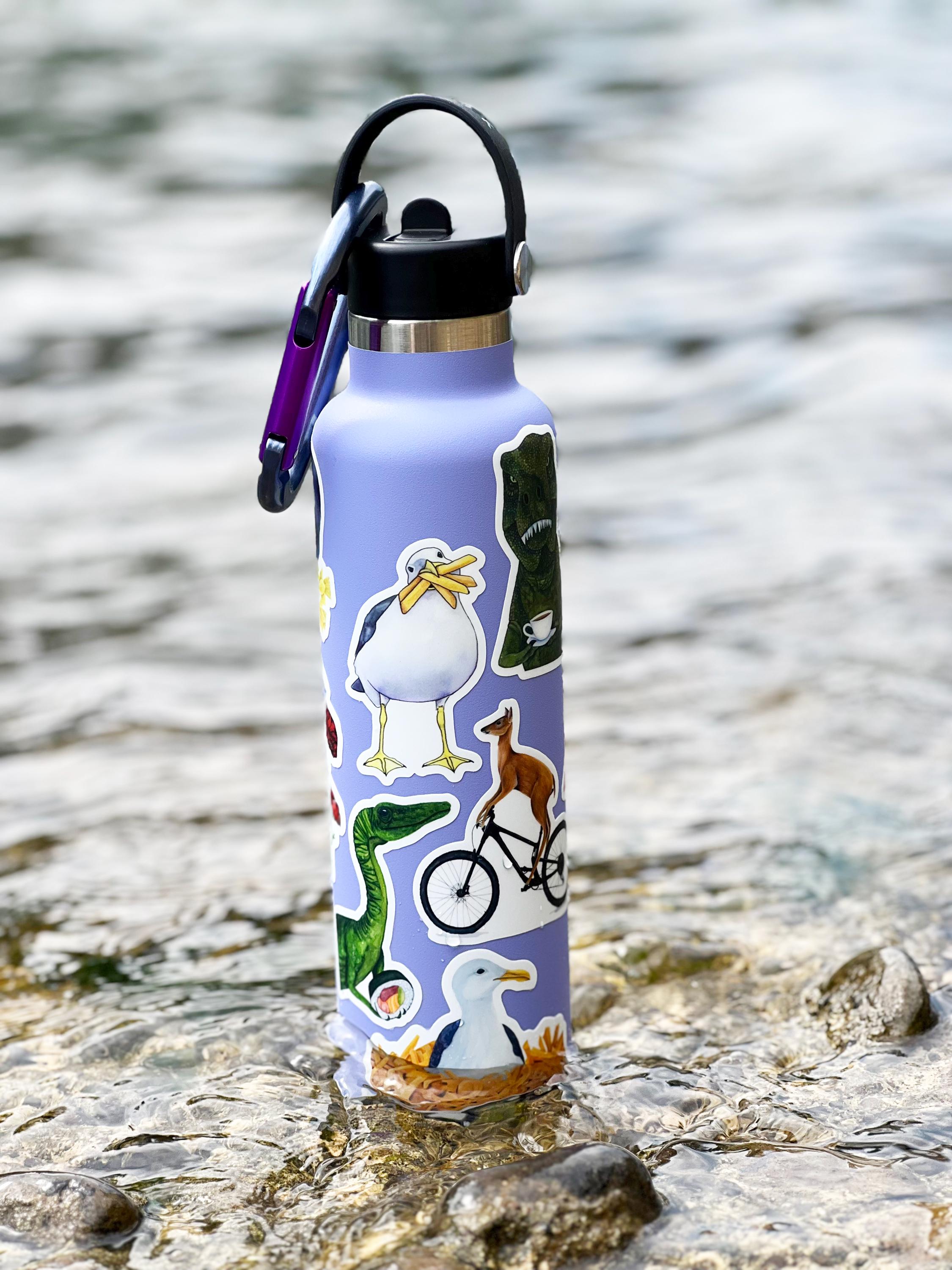 Seagull With French Fries Sticker, Water Bottle Stickers, Laptop Stickers, Laptop Decals, Funny Stickers, Watercolor Stickers