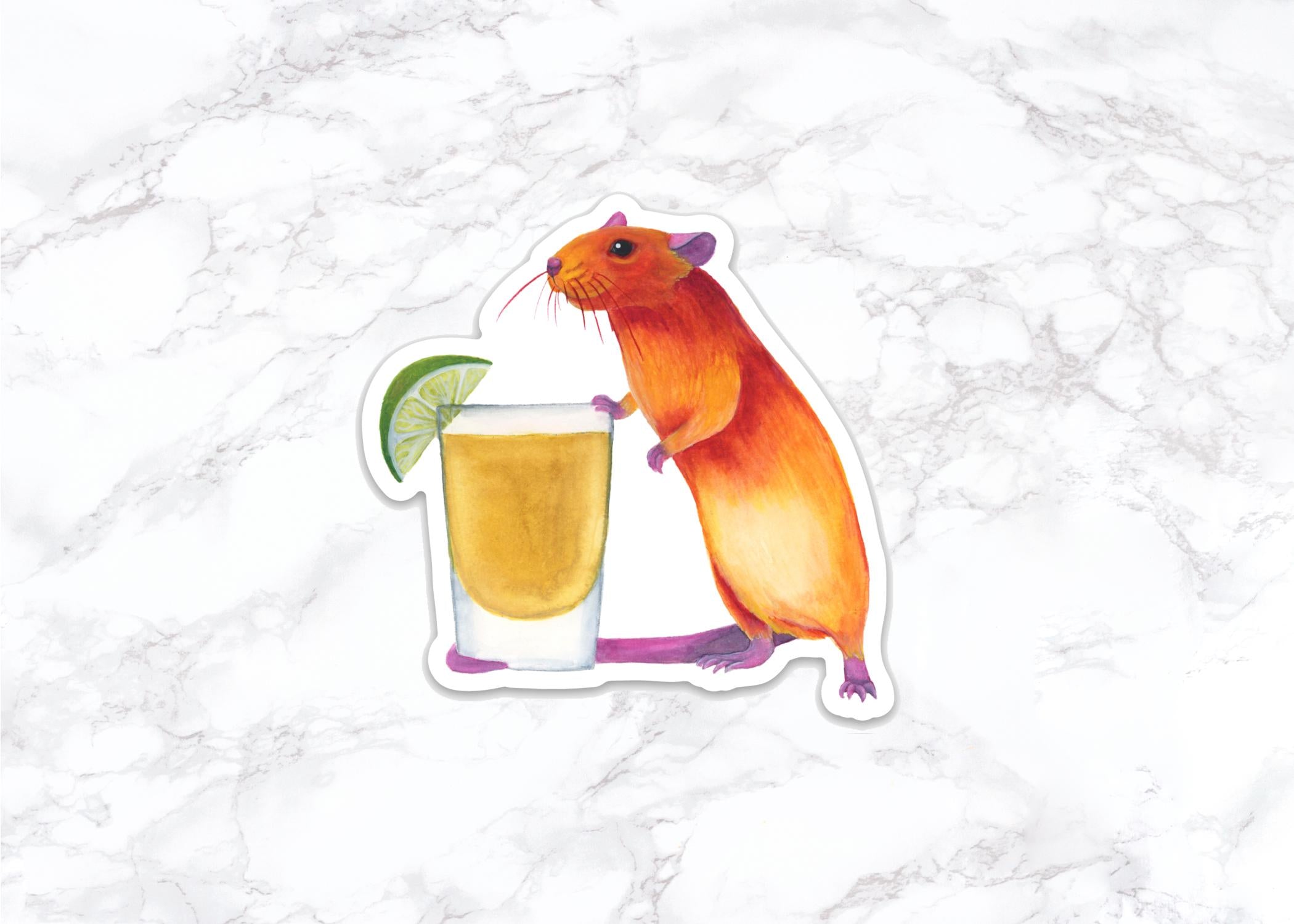Pet Rat with Tequila Shot Sticker, Pet Rat Sticker, Water Bottle Stickers, Laptop Stickers, Laptop Decals, Funny Stickers