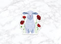 Lamb with Poppies Sticker, Water Bottle Stickers, Laptop Stickers, Laptop Decals, Funny Stickers, Watercolor Stickers