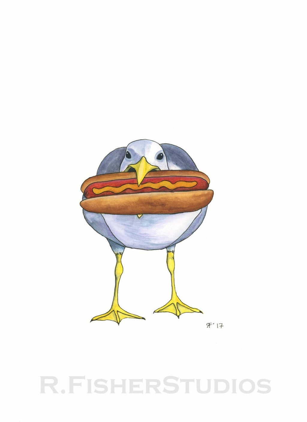 Hot Dog Gull Catches a Big One