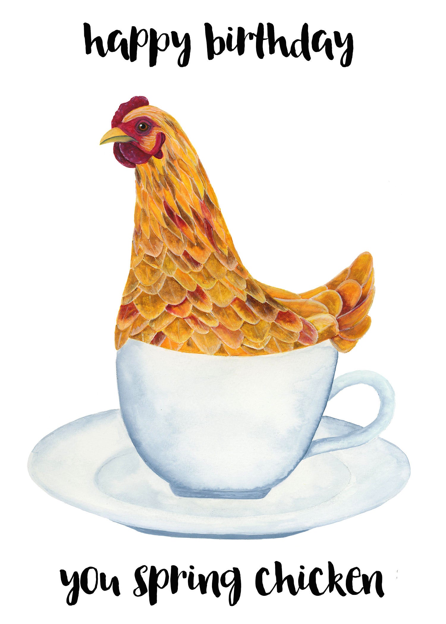 Chickens Happy Birthday Card Brown And White Chicken Blank Greeting Card For Male/Female Friend Relative Birthday