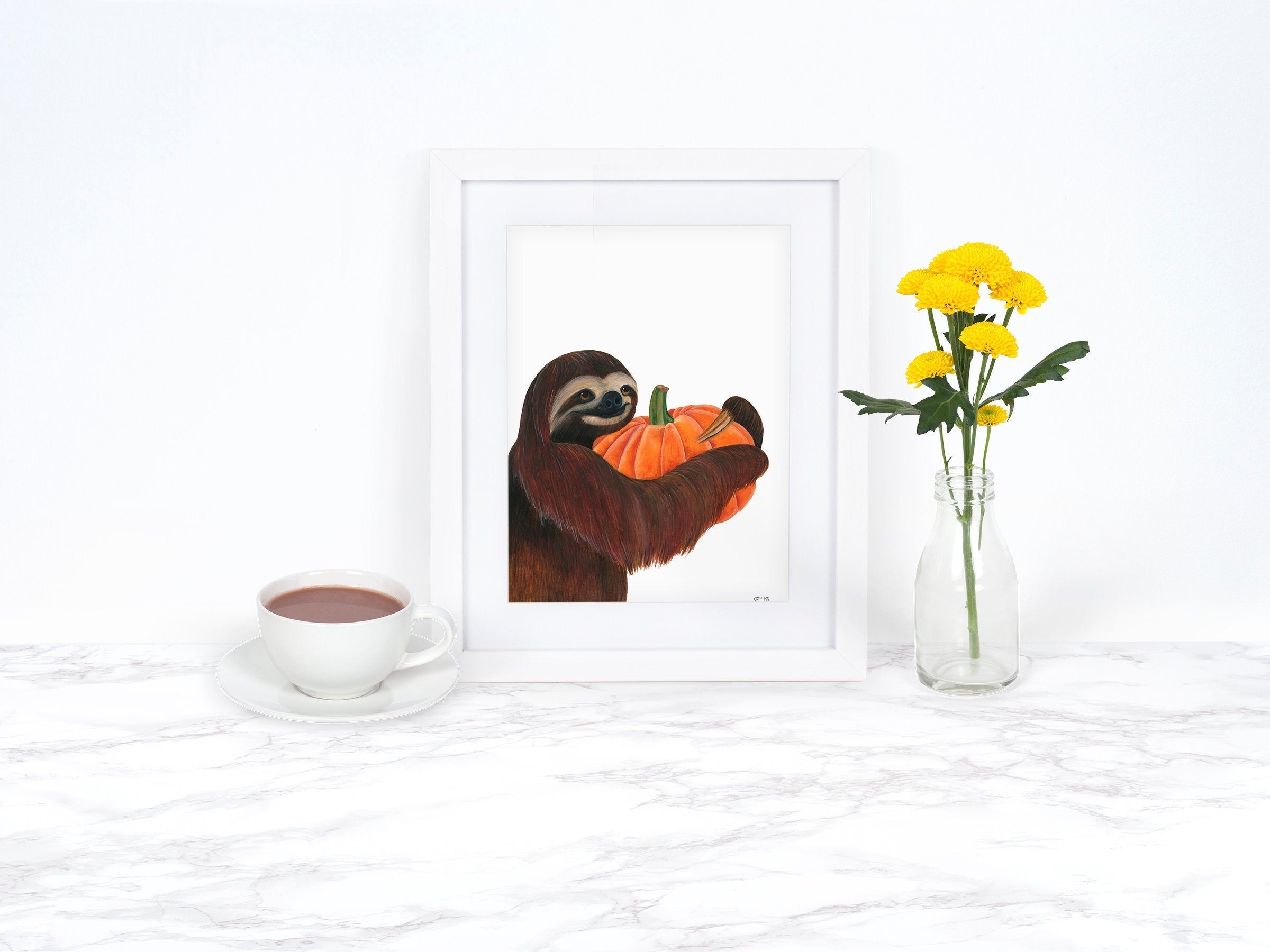 Wilbur the Sloth Loves His Pumpkin