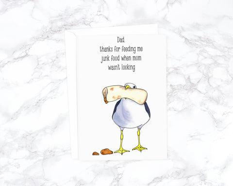 Watercolor Seagull Birthday Card, Dad Birthday Card, Funny Fathers Day Card, Funny Card For Dad, Funny Burrito Card For Dad