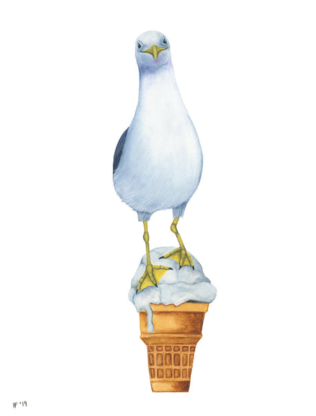American Ice cream Gull - Original Watercolor Painting