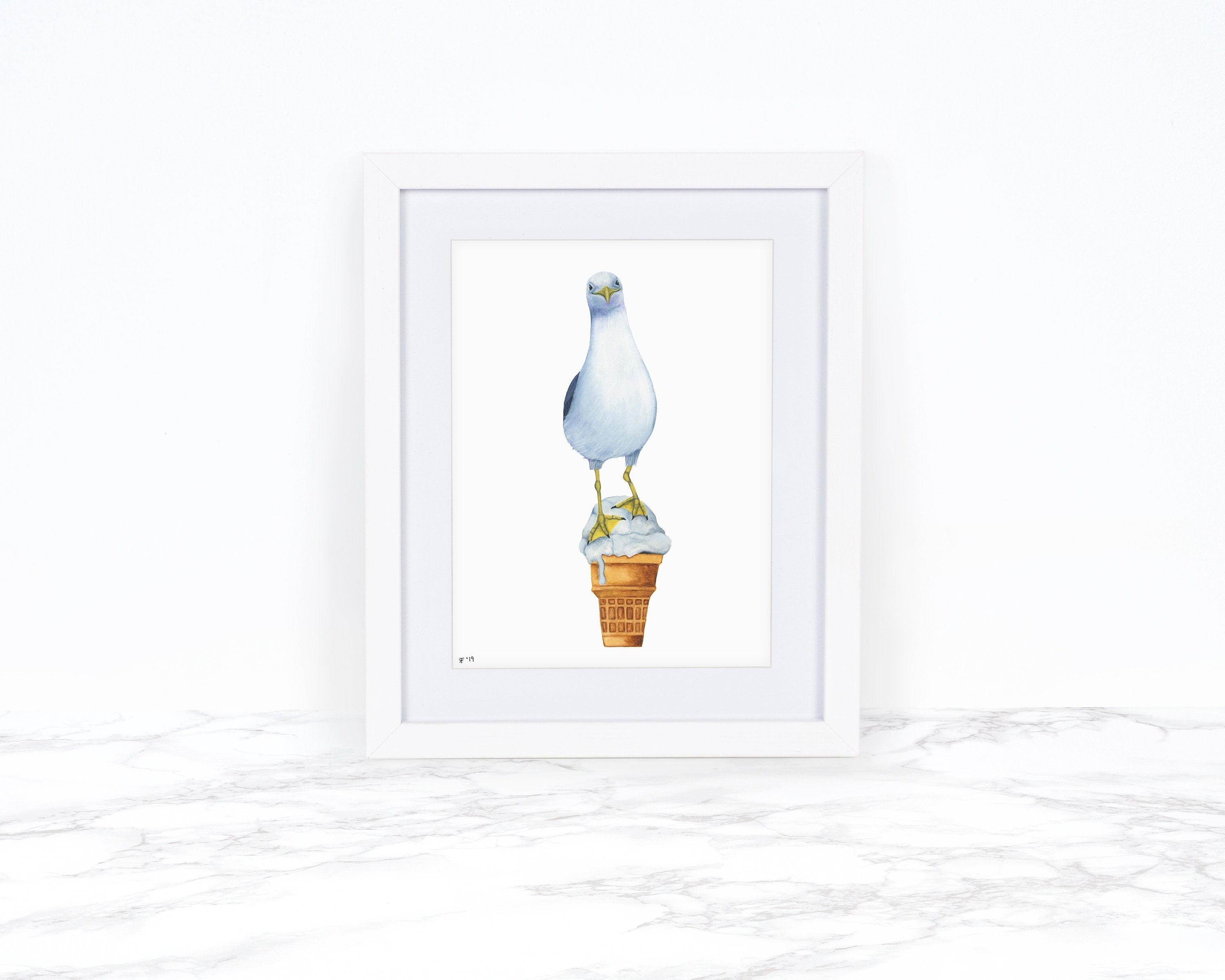 American Ice cream Gull - Original Watercolor Painting