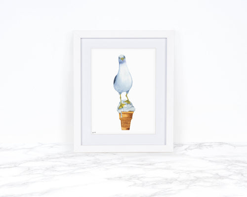 American Ice cream Gull - Original Watercolor Painting