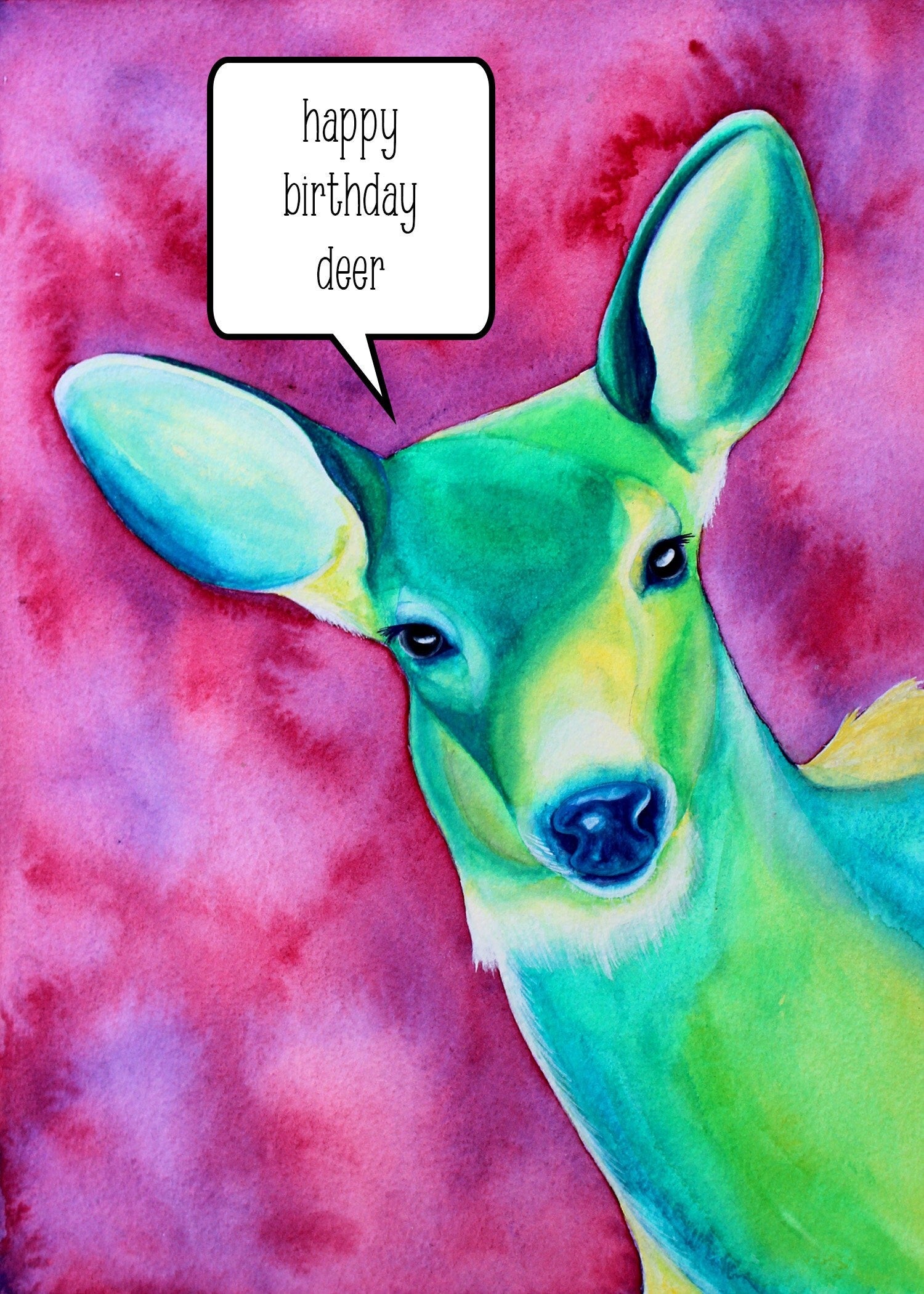 Deer Birthday Card, Best Friend Birthday Card, Funny Birthday Card, Funny Boyfriend Birthday Card, Friend, Watercolor Birthday Card