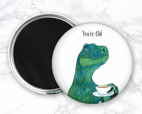 Green Velociraptor Magnet, Funny Dinosaur Magnet, Coffee Magnet, Dinosaur Fridge Magnet, Refrigerator Magnets, Rude Magnet