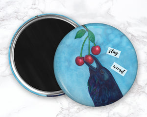 Raven Magnet, Cherry Magnet, Stay Weird, Funny Bird Magnet, Refrigerator Magnets, Funny Kitchen Magnets, Funny Fridge Magent