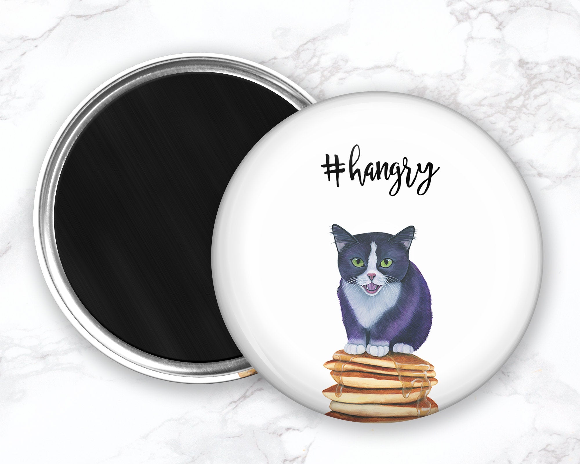 Tuxedo Cat Magnet, Funny Cat Magent, Cat Fridge Magnet, Refrigerator Magnets, Cat Kitchen Magnet, Funny Kitchen Magnet, Hangry Magnet