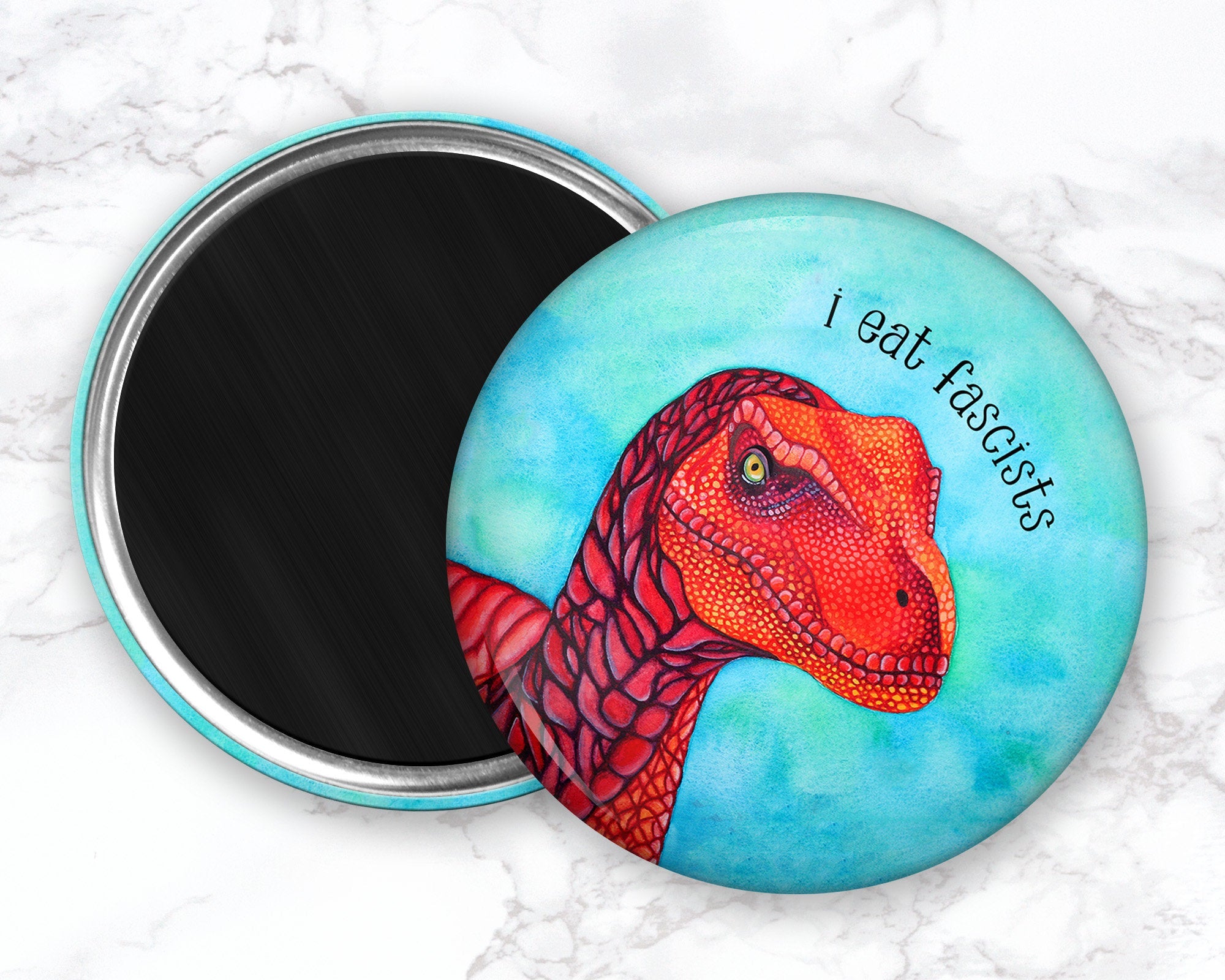 Velociraptor Magnet, Anti Fascist Magent, Dinosaur Fridge Magnet, Feminist Magnet, Refrigerator Magnets, Feminist Gifts, Gift For Her