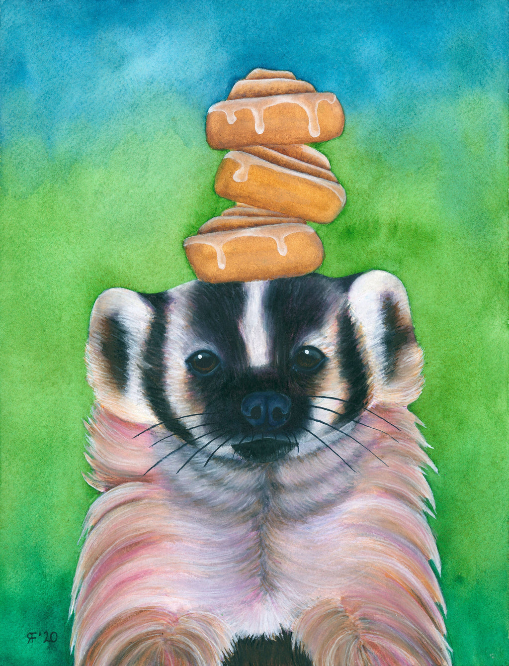 Watercolor Badger Art Print, Kitchen Decor, Whimsical Animal Art Print, Whimsical Art Print, Watercolor Painting, Wildlife Art Print