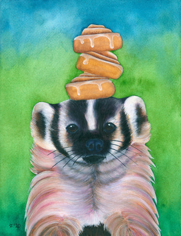 Watercolor Badger Art Print, Kitchen Decor, Whimsical Animal Art Print, Whimsical Art Print, Watercolor Painting, Wildlife Art Print