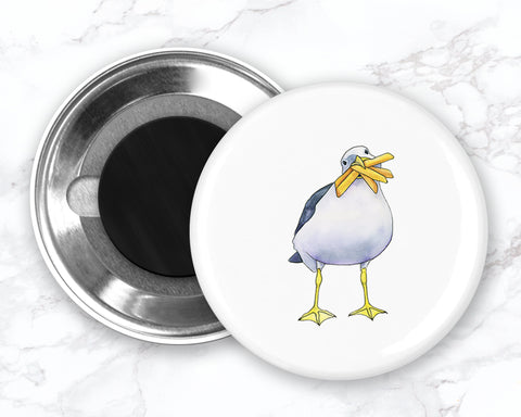 Seagull with French Fry Magnet, Seagull Fridge Magnet, Funny Food Magnets, Funny Bird Magnet, Funny Fridge Magnets, Kitchen Decor