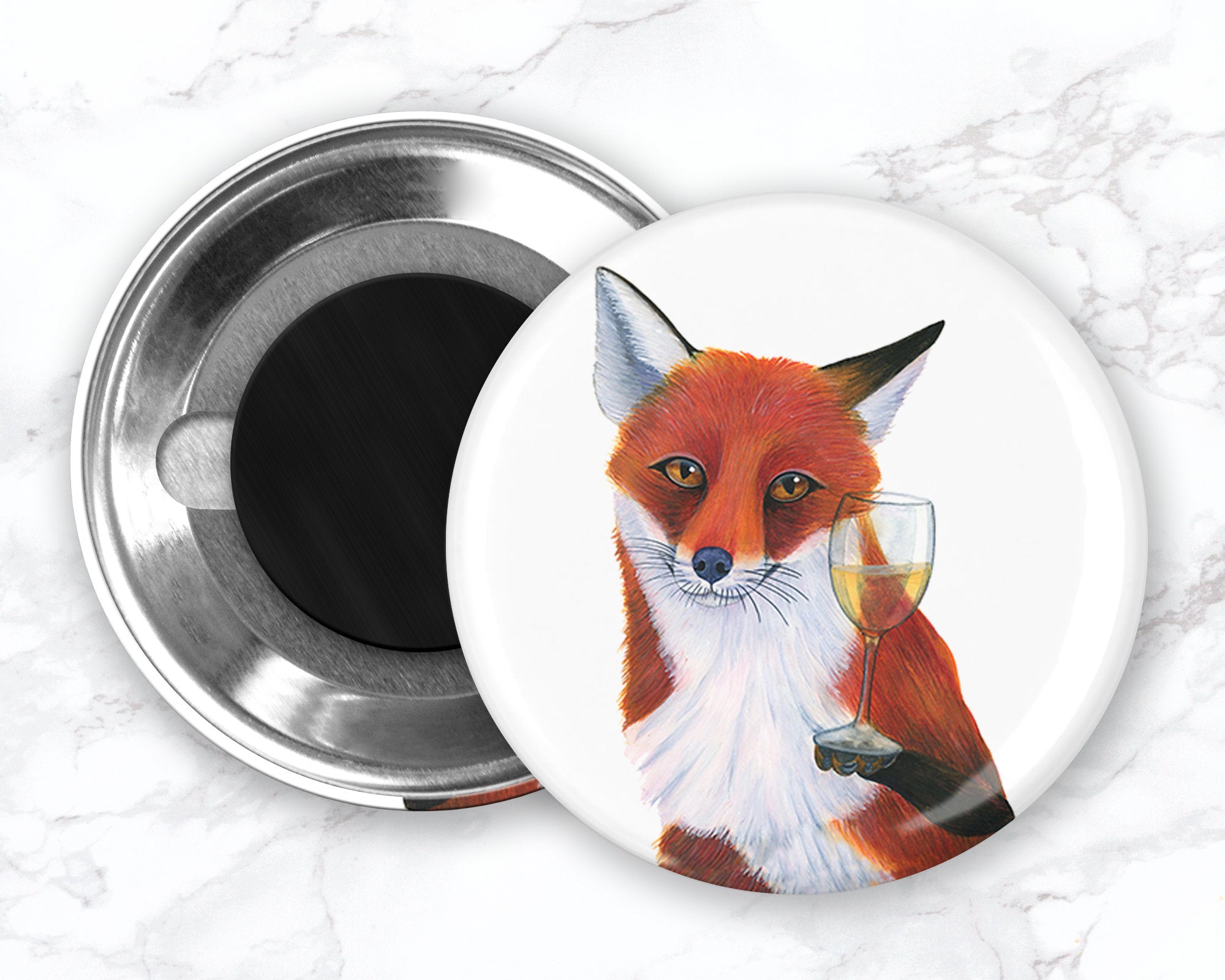 Funny Fox Magnet, White Wine Magnet, Fox Fridge Magnet, Funny Wine Magnet, Funny Kitchen Magnets, Woodland Animal Magnet