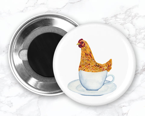 Chicken in a Teacup Magnet, Chicken Fridge Magnet, Funny Chicken Magnet,  Funny Fridge Magnets, Kitchen Decor, Animal Magnet
