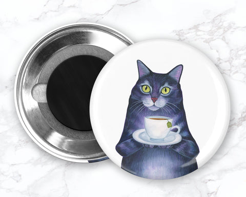 Cat Magnet, Cat Fridge Magnet, Coffee Magent, Tea Magnet, Refrigerator Magnets, Cat Lover Gift, Funny Fridge Magnets, Kitchen Decor