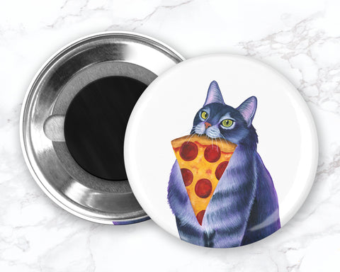 Cat Magnet, Cat Fridge Magnet, Pepperoni Pizza Magnet, Refrigerator Magnets, Cat Lover Gift, Funny Fridge Magnets, Kitchen Decor