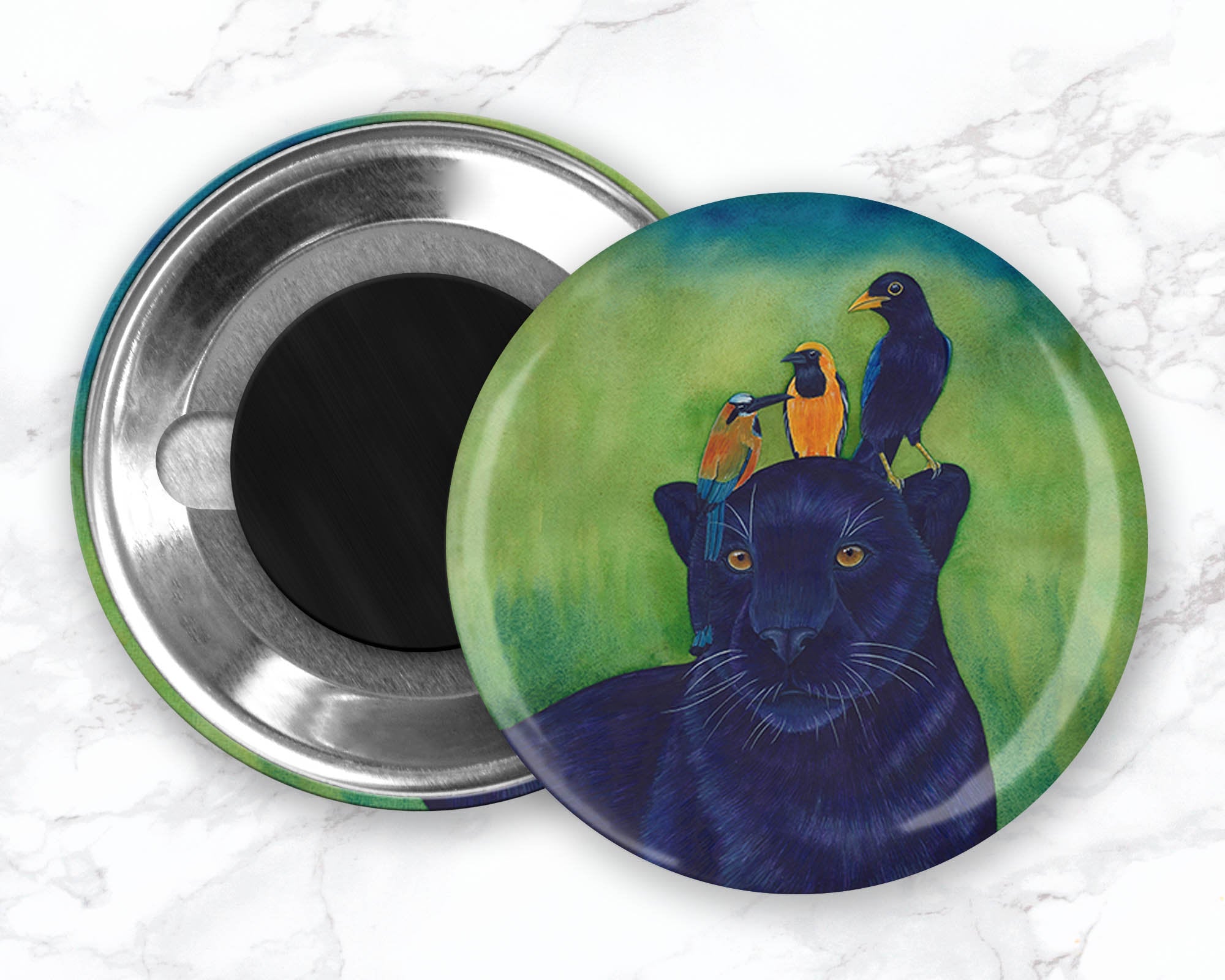 Black Jaguar Magnet, Black Panther Magnet, Bird Magnet, Watercolor Animal Magnet, Fridge Magnet, Cute Animal Magnet, Wild Animal Magnet