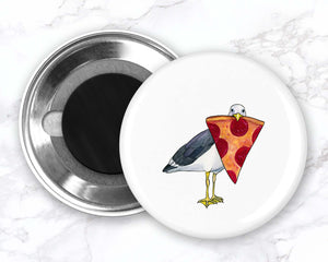 Seagull with Pepperoni Pizza Magnet, Seagull Fridge Magnet, Funny Food Magnets, Funny Bird Magnet, Funny Fridge Magnets, Kitchen Decor