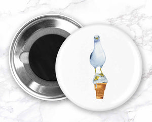 Seagull with Ice Cream Cone Magnet, Seagull Fridge Magnet, Funny Food Magnets, Funny Bird Magnet, Funny Fridge Magnets, Kitchen Decor