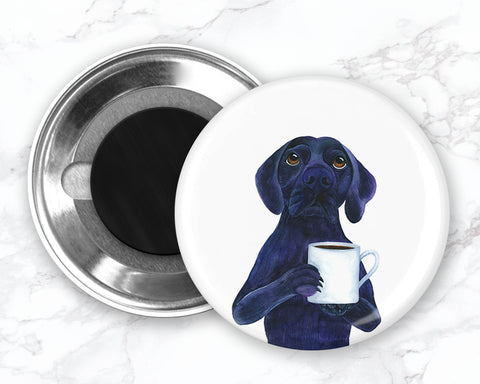 Dog With Coffee Magnet, Dog Fridge Magnet, Funny Dog Magnet, Refrigerator Magnets, Funny Fridge Magnets, Kitchen Decor, Animal Magnet