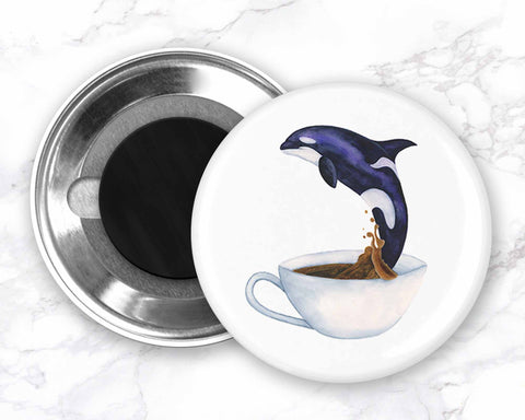 Orca in a Teacup Magnet, Killer Whale Fridge Magnet, Funny Coffee Magnet, Funny Fridge Magnets, Kitchen Decor, Animal Magnet