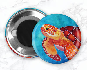 Sea Turtle Magnet, Watercolor Animal Magnet, Fridge Magnet, Nautical Magnets, Sea Turtle Decor, Coastal Decor