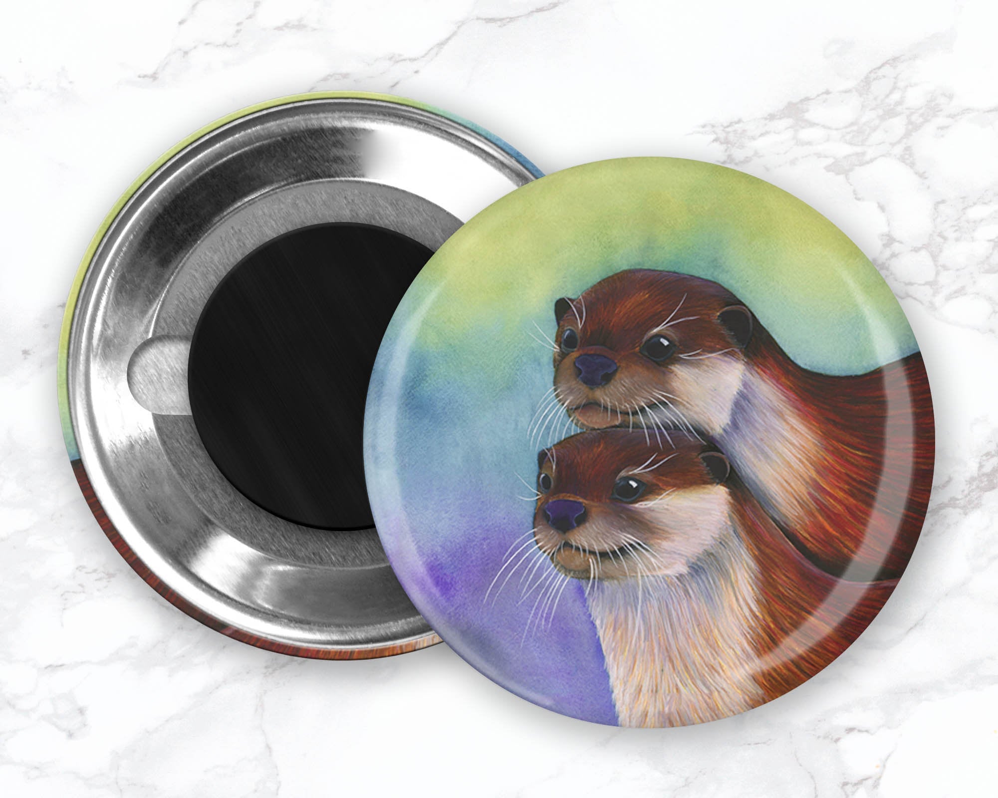 River Otter Magnet, Watercolor Animal Magnet, Round Fridge Magnet, Cute Animal Magnet, Wild Animal Magnet