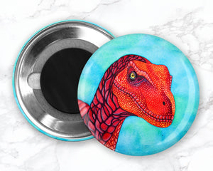 Funny Dinosaur Magnet, Red Velociraptor Magnet, Funny Dinosaur Magnet, Dino Fridge Magnet, Refrigerator Magnets, Gift For Dinosaur Lover