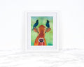 Watercolor Cow Painting, Cow Art Print, Watercolor Bird Art Print, Farm Animal Print, Whimsical Art Print Watercolor Painting