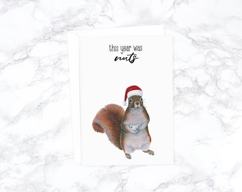 Funny Christmas Card, Funny Holiday Card, Squirrel Christmas Card, Funny Xmas Card, Humorous Christmas, unique holiday card