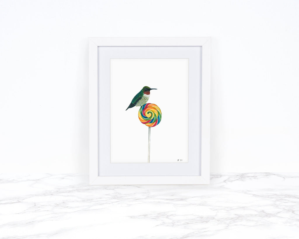Hummingbird Art Print, Kitchen Wall Art, Food Wall Art, Whimsical Art Print Watercolor Painting, Funny Kitchen Art Kitchen Wall Decor