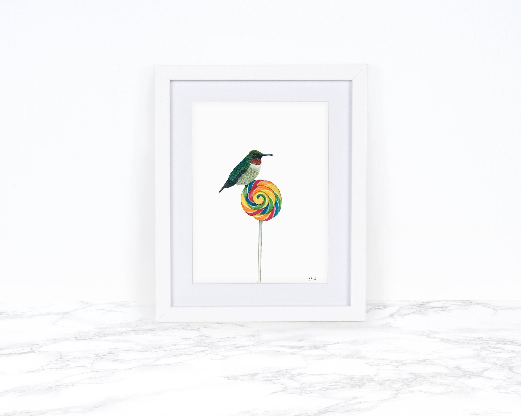 Hummingbird Art Print, Kitchen Wall Art, Food Wall Art, Whimsical Art Print Watercolor Painting, Funny Kitchen Art Kitchen Wall Decor