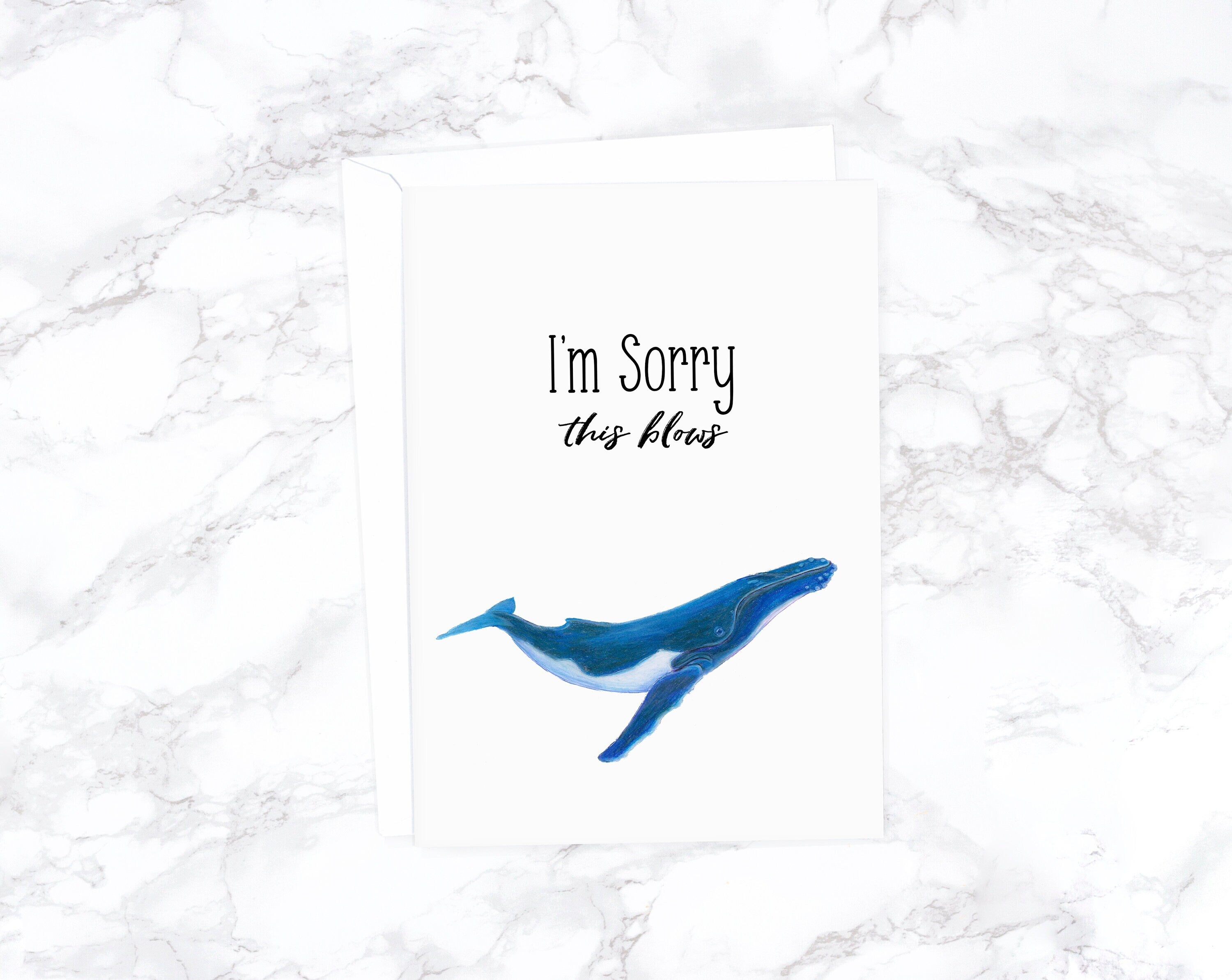 Whale Card, Funny Sympathy Card, Sorry Card, Thinking of You Card Sympathy Gift Best Friend Card Best Friend Gift Greeting Card Get Well