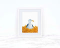 Seagull Art Print Funny Food Gift Whimsical Animal Art Watercolor Art Print Watercolor Bird Art Beach Decor Coastal Wall Art French Fry