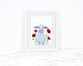 Lamb with Red Poppies, Sheep Art Print, Farmhouse Decor, Nursery Decor, Whimsical Animal Art Print, Whimsical Art Print, Watercolor Painting