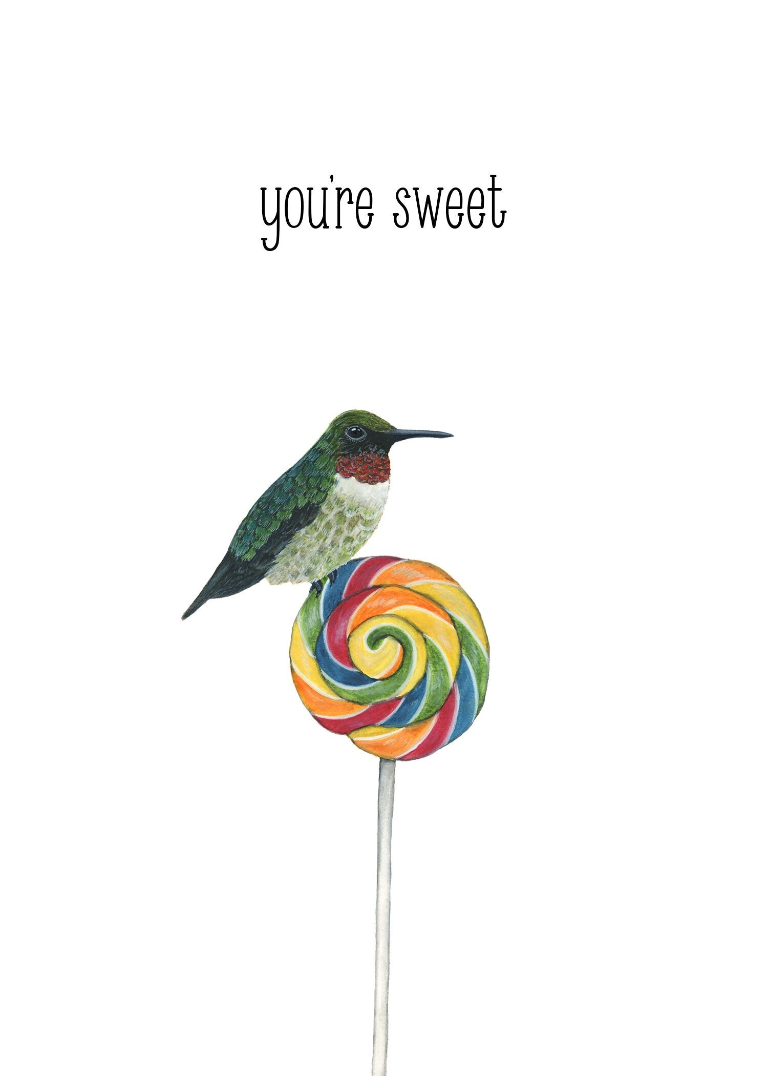 Watercolor Hummingbird Anniversary Card, Romantic Card, Love Card For Husband Birthday, Card For Girlfriend, Card For Wife