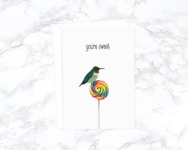 Watercolor Hummingbird Anniversary Card, Romantic Card, Love Card For Husband Birthday, Card For Girlfriend, Card For Wife
