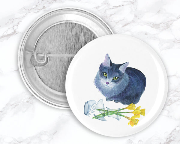 Cats with Coffee and Tea Pinback Button Set, Funny Cat Pin, Funny Cat Pinback Buttons, Backpack Accessory, Cat Gift