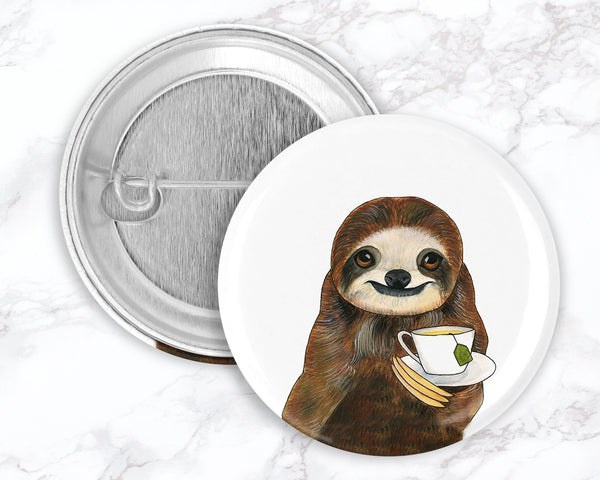 Animals with Coffee and Tea Pinback Button Set, Funny Badge Pins, Coffee Lover Gift, Backpack Accessory, Dinosaur Gift, Lanyard Pin