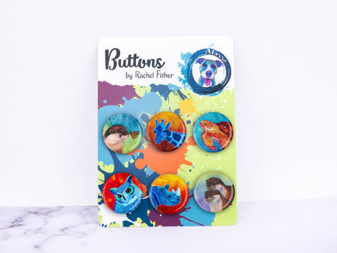 Funny Animal Pinback Button Set, Backpack Accessory, Lanyard Pins, stocking stuffer, lanyard buttons