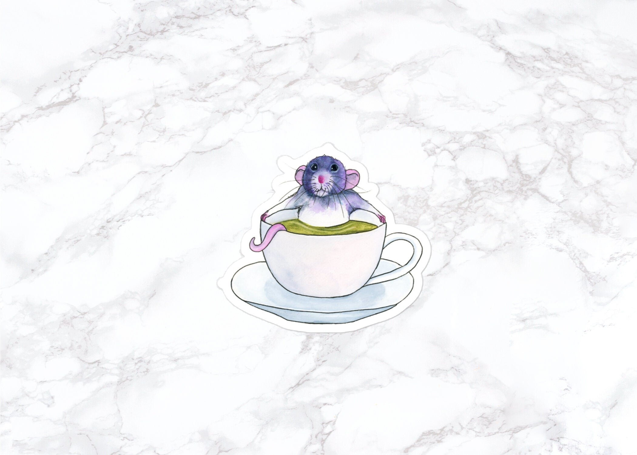 Rat in a Teacup Sticker, Pet Rat Sticker, Water Bottle Stickers, Laptop Stickers, Laptop Decals, Funny Stickers