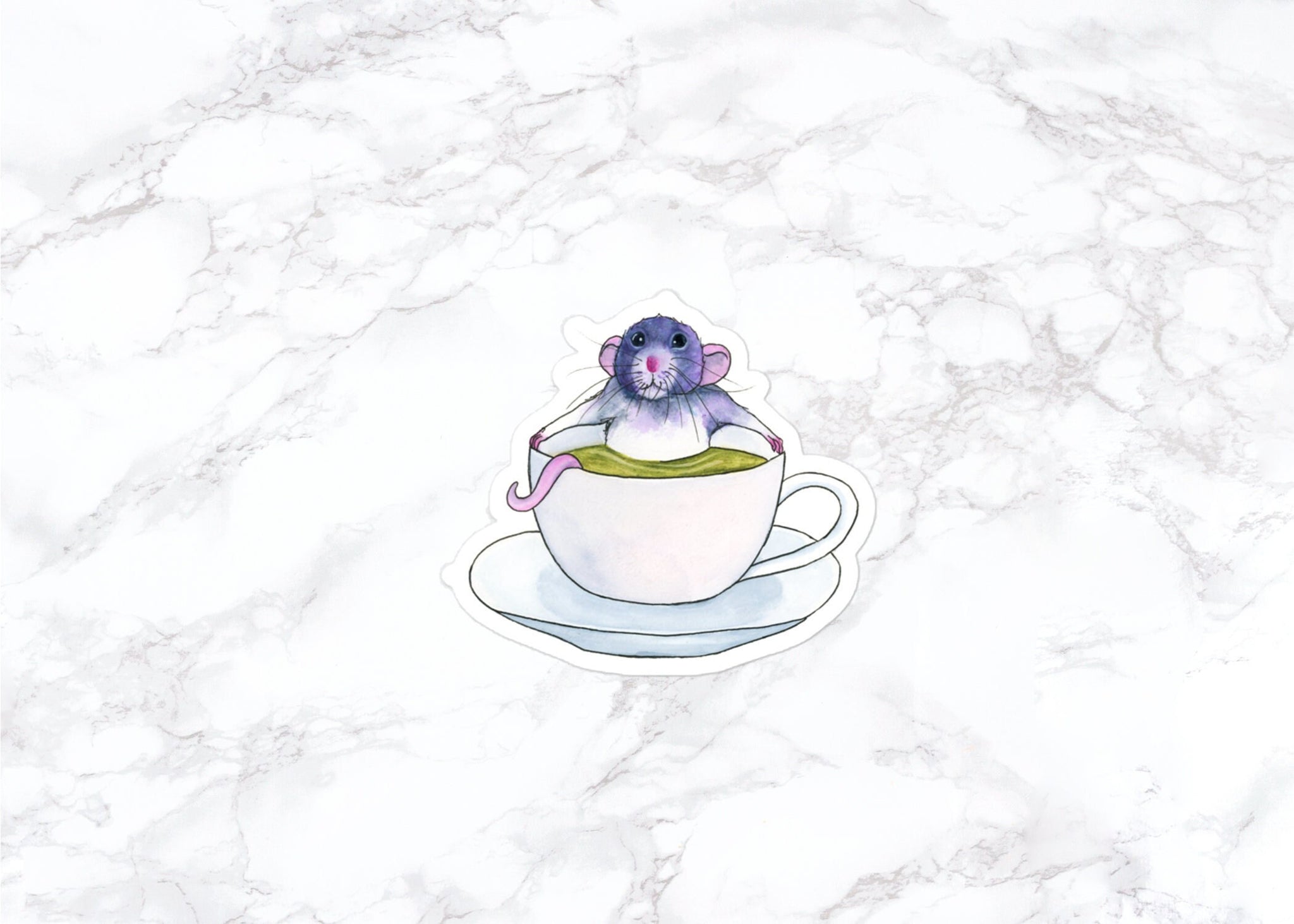 Rat in a Teacup Sticker, Pet Rat Sticker, Water Bottle Stickers, Laptop Stickers, Laptop Decals, Funny Stickers