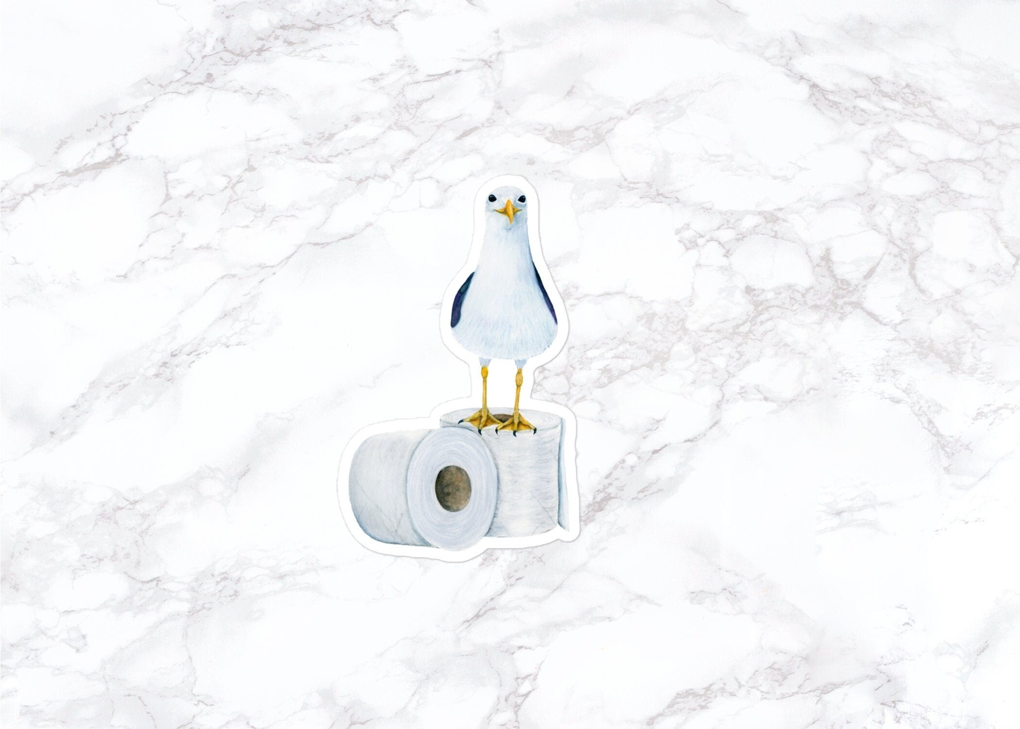 Seagull With Toilet Paper Sticker, Water Bottle Stickers, Laptop Stickers, Laptop Decals, Funny Stickers, Watercolor Stickers