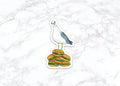 Seagull With Hamburgers Sticker, Water Bottle Stickers, Laptop Stickers, Laptop Decals, Funny Stickers, Watercolor Stickers