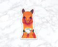 Llama with Tea Sticker, Water Bottle Stickers, Laptop Stickers, Laptop Decals, Funny Stickers, Watercolor Stickers